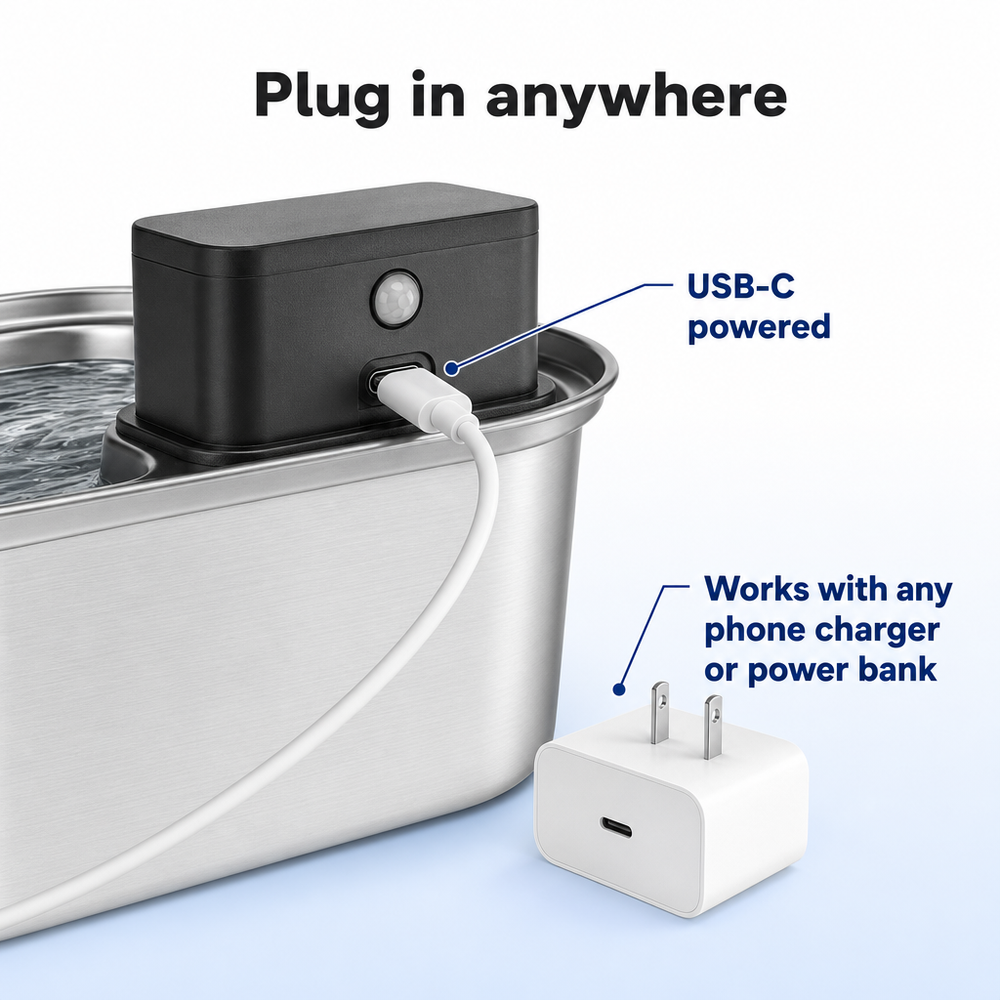 USB-C powered — plug in anywhere